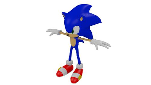 Low poly sonic rigged preview image
